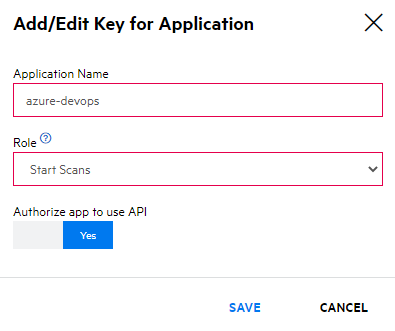 Fortify API key entry
